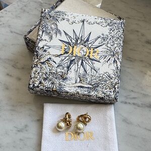 Dior Earrings. Logo with Pearls.